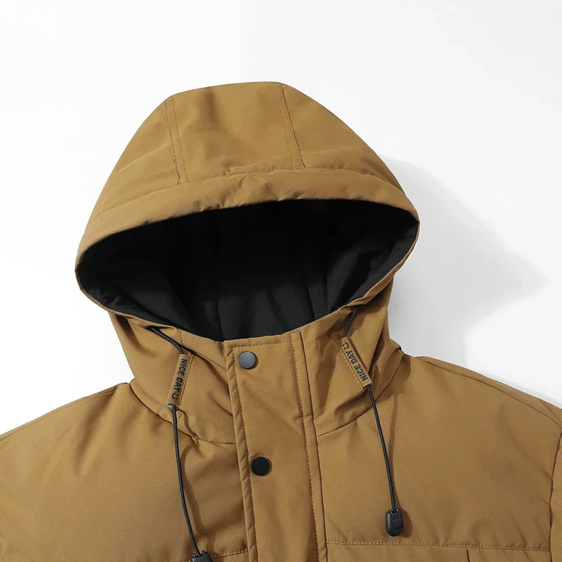 Men’s Winter Waterproof Puffer Jacket – Hooded Windbreaker Parka