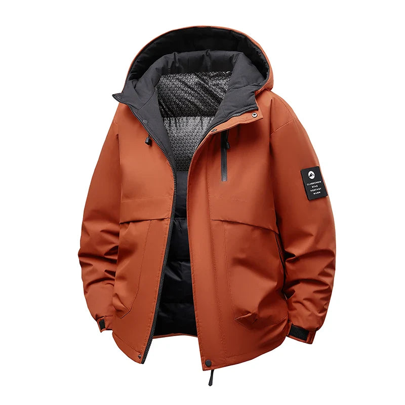 Men’s Winter Waterproof Puffer Jacket – Hooded Windbreaker Parka