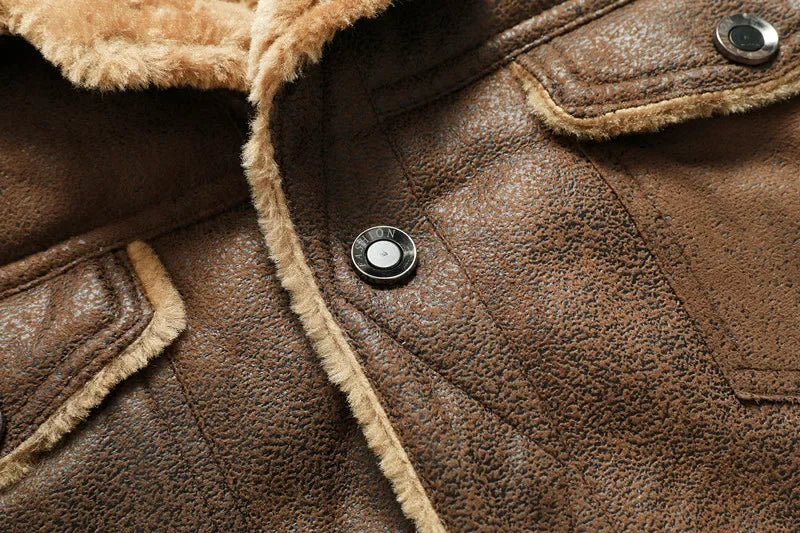 Men’s Suede Leather Jacket – Warm Winter Coat