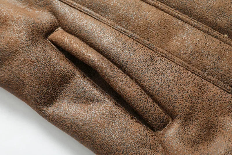 Men’s Suede Leather Jacket – Warm Winter Coat