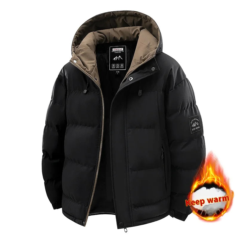 Men’s Winter Waterproof Puffer Jacket – Hooded Windbreaker Parka