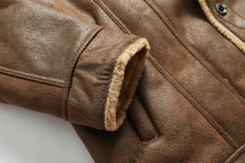 Men’s Suede Leather Jacket – Warm Winter Coat
