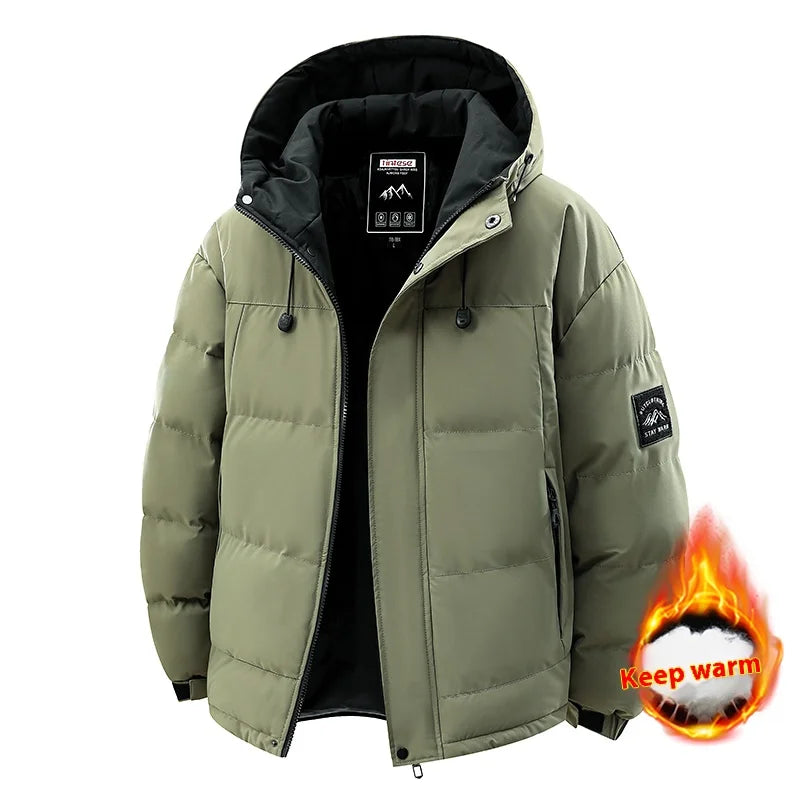 Men’s Winter Waterproof Puffer Jacket – Hooded Windbreaker Parka