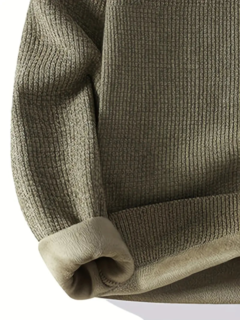 Commisely Minimal Embroidered Knit Sweater – Olive Green